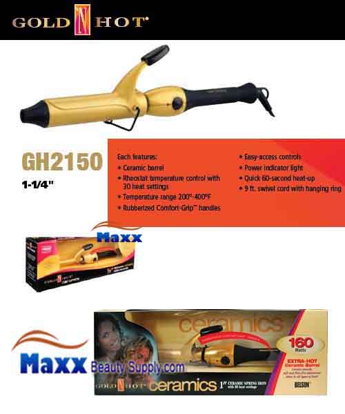 Gold N Hot #GH2150 Ceramic Spring Curling Iron - 1 1/4"